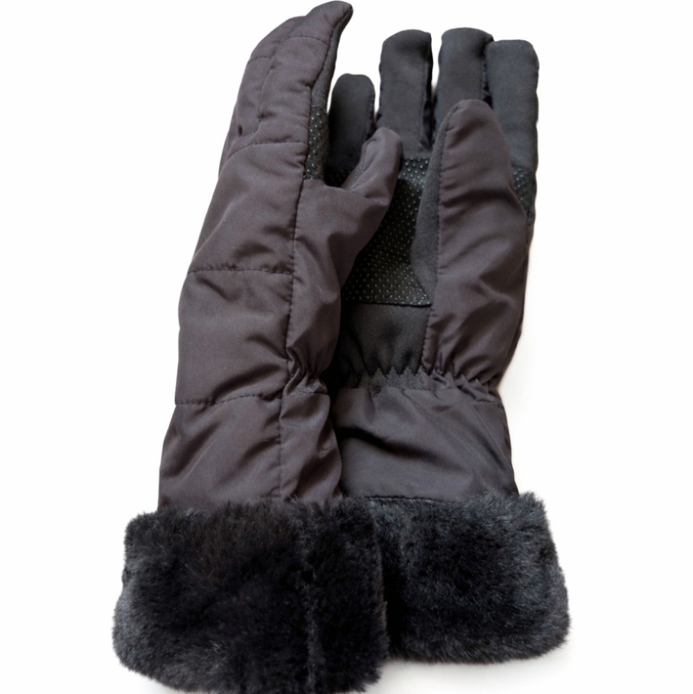 North Face Black Gloves Large Girls Fur Trim